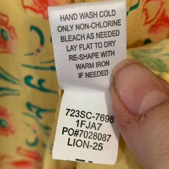 Live and Let Live Floral Boho Blouse Ties Yellow L - Picture 6 of 7